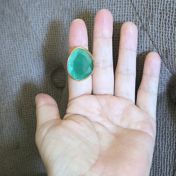 Zeyzey Faceted Green💚 Agate Statement Ring💍 - Picture 14 of 16